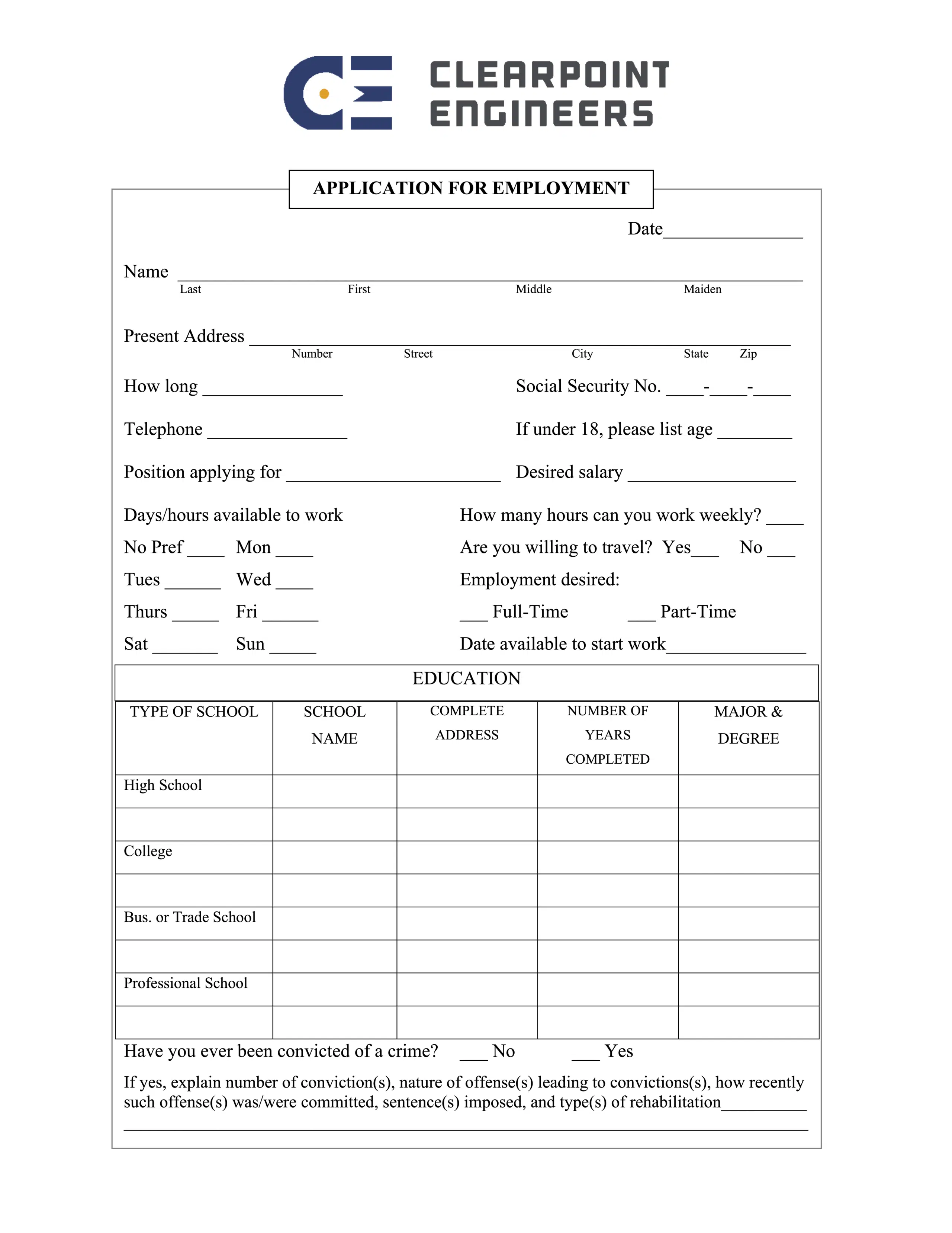 Application for Employment